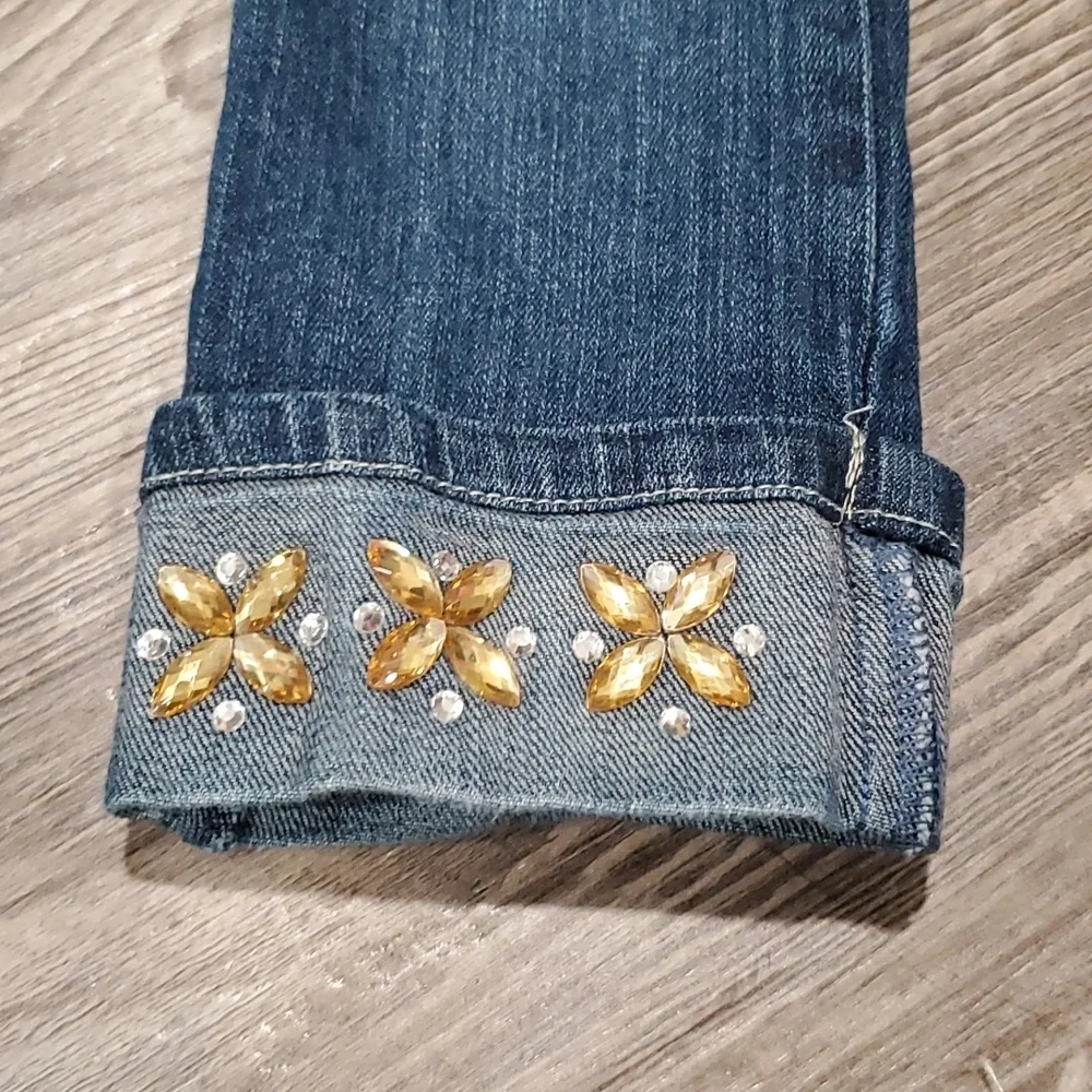 Gymnoree Cuffed Jeans with Rhinestone Size 4